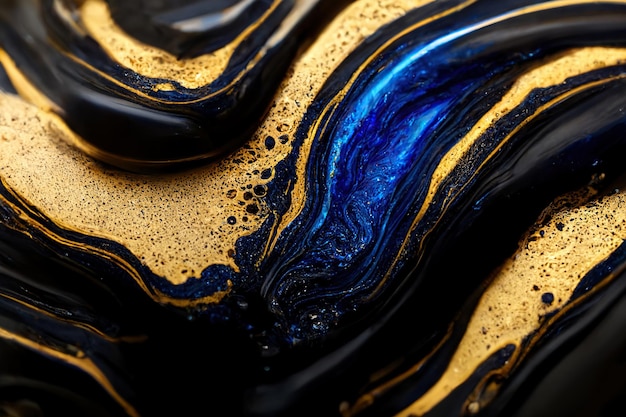Абстрактные обои текстуры мрамора Синий и золотой цвета