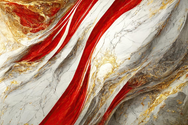 Photo abstract marble textured background. luxury marble with red and gold paint