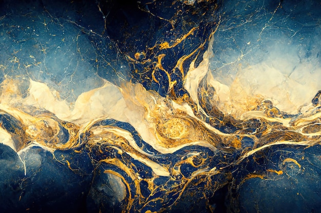 Abstract marble textured background. Marbe gold and blue wallpaper