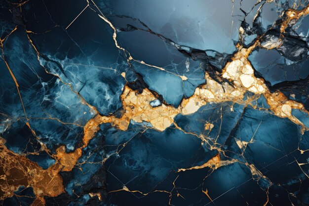 Abstract marble wallpaper background luxury marble texture gold and blue tone Created with Generative Ai Technology