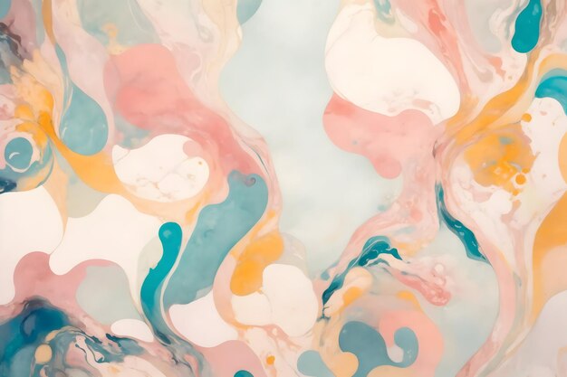 An abstract marbled garden painting with a mix of bright and muted colors generated by ai