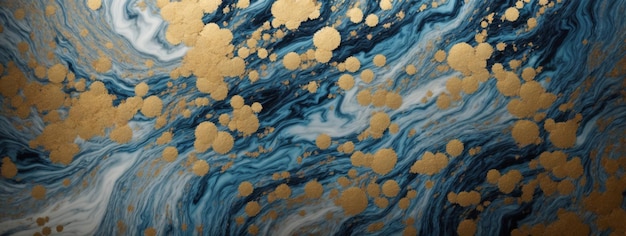 Абстрактный мраморный эффект фона Синие креативные цвета Красивая краска с добавлением золота