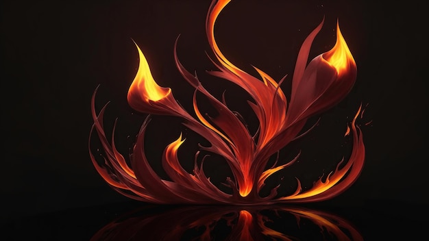 Abstract Maroon and golden 3d flame of fire on Dark background