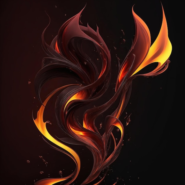 Abstract Maroon and golden 3d flame of fire on Dark background