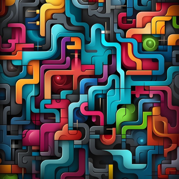 Abstract maze seamless pattern background