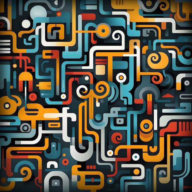 Abstract maze seamless pattern background