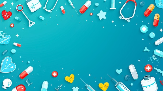 Photo abstract medical background with flat icons and symbols