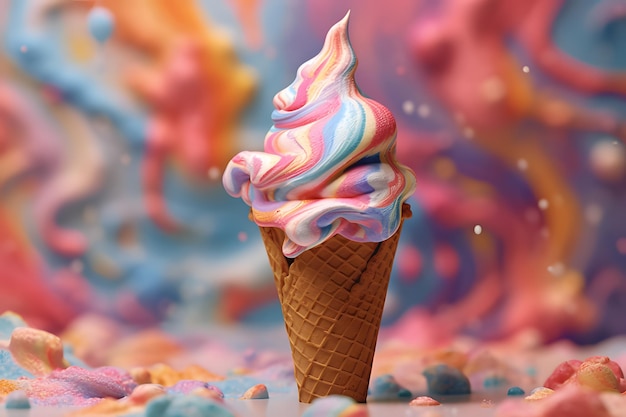 abstract Melting ice cream cone