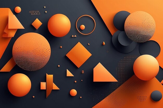 Abstract memphis orange background gradient with geometric shapes