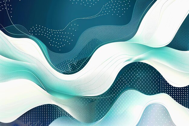 abstract Memphis style pattern background with wavy lines and dots