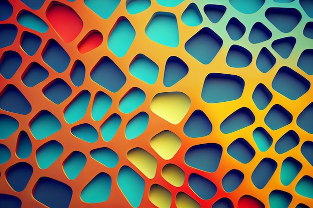 Абстрактный сетчатый фон с овальными дырявыми структурами Генерирующая иллюстрация AI
