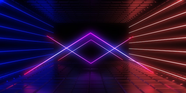 Abstract met neonlichten. neon tunnel. illustratie