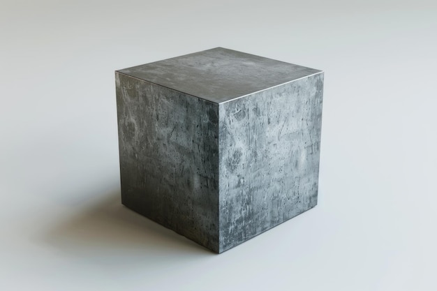 Abstract metal grey cube on white background geometric shape