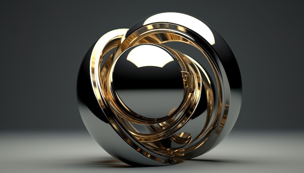 Photo abstract metal sphere with rings 3d render