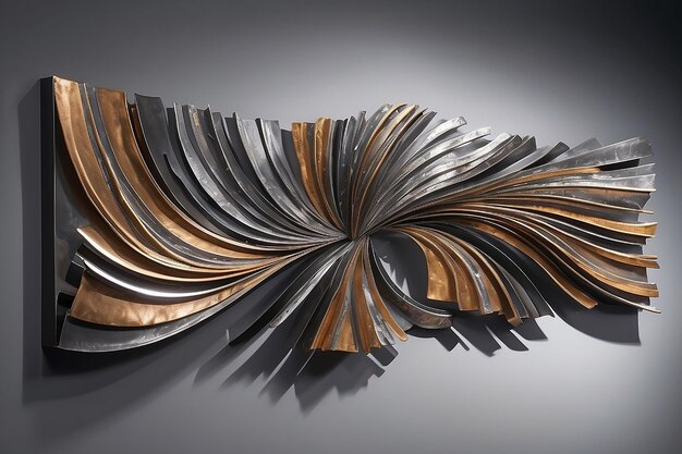 Abstract Metal Wall Sculpture with Dynamic Curved Lines