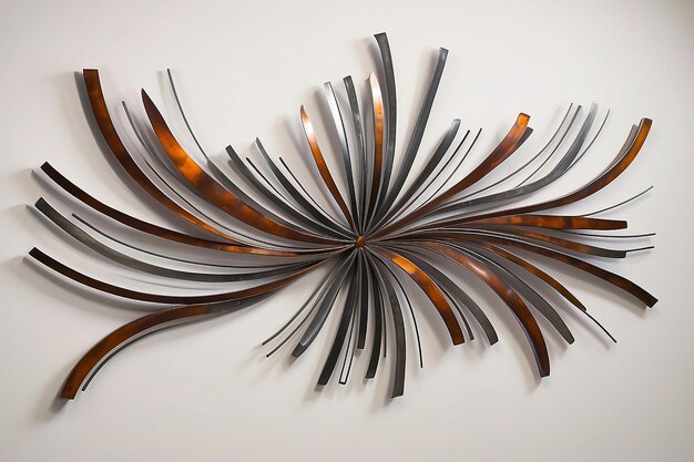 Abstract Metal Wall Sculpture with Dynamic Curved Lines