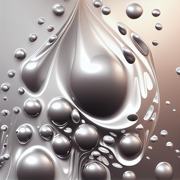 Abstract metallic background with water drops 3d rendering 3d illustration