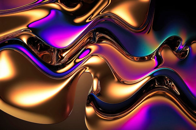 Abstract metallic flouresent fluid wavy liquid