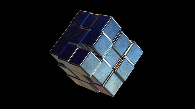 abstract metallic shape with colorful reflections 3d render
