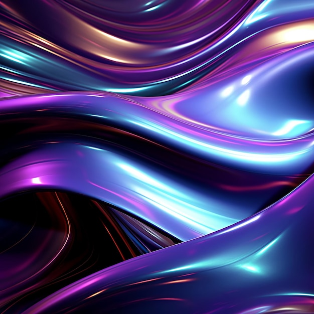 Abstract metallic waves in bold colors