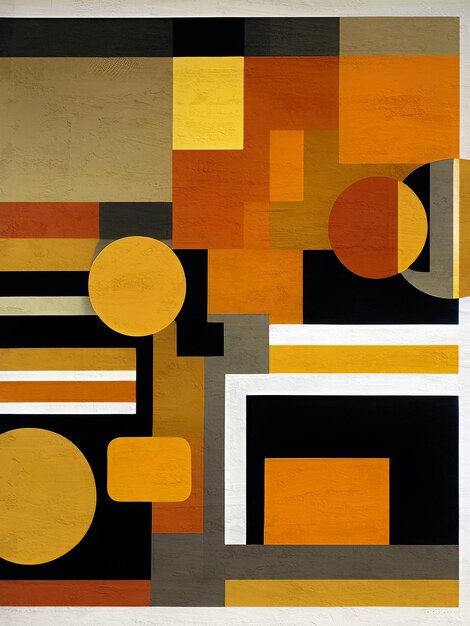 Abstract MidCentury Modern Painting Reproduction Grunge Shapes Background