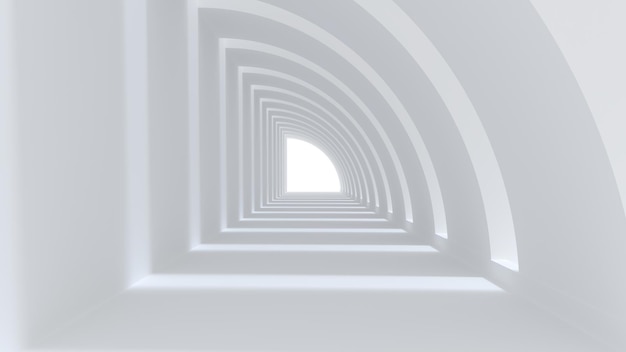 abstract minimaal wit tunnel vloer raam licht verlichting samenstelling 3d render