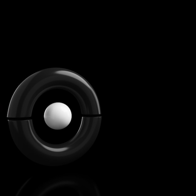 Abstract minimal background Black and white bold geometrical shapes with sphere