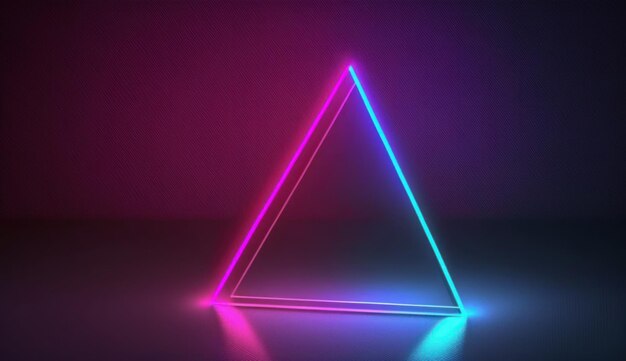 Abstract minimal background with simple geometric shape triangle placed in the corner glowing