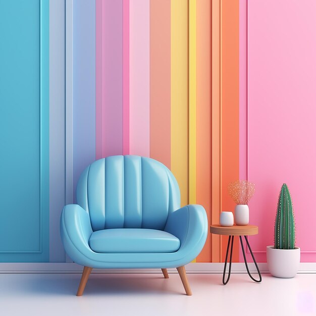 Photo abstract minimal concept pastel multi colour vibrant groovy retro striped background wall frame