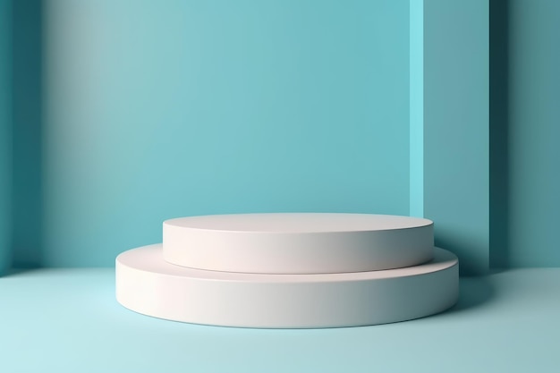 abstract minimal empty podium with bright colors to display products on a raised graphical area