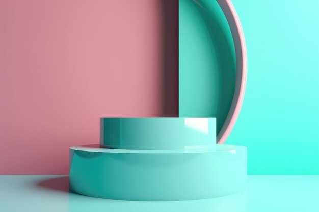 abstract minimal empty podium with bright colors to display products on a raised graphical area