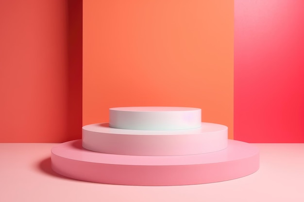 abstract minimal empty podium with bright colors to display products on a raised graphical area