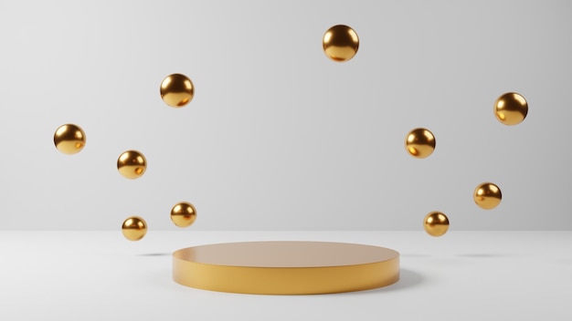 abstract minimal gold pedestal or podium display, golden empty stand for product showcase,3D render