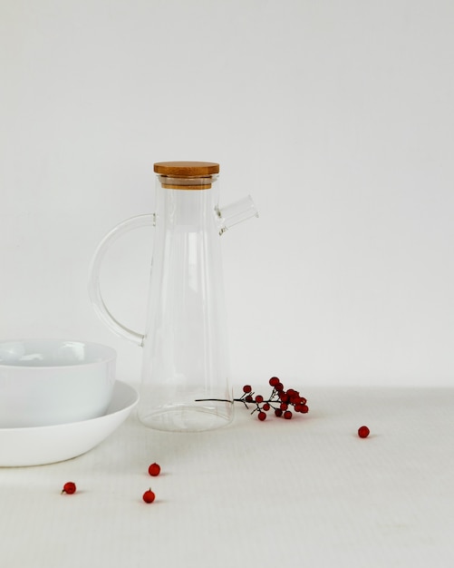 Abstract minimal kitchen objects jug and fruit