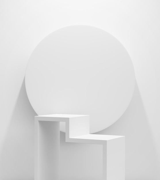 Abstract Minimal Modern White Podium Platform For Product Display Showcase 3D Rendering