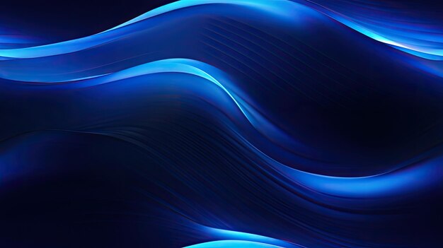 Abstract minimal neon background with glowing wavy line dark wall illuminated with led lamps blue futuristic wallpaper