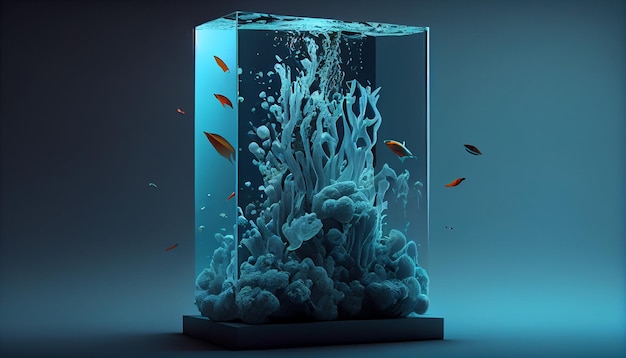 Abstract minimal podium product display underwater scene