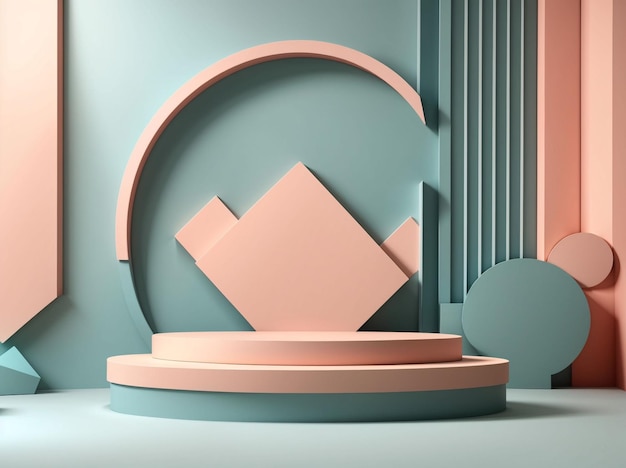 Abstract Minimal Scene Geometric Podium Display