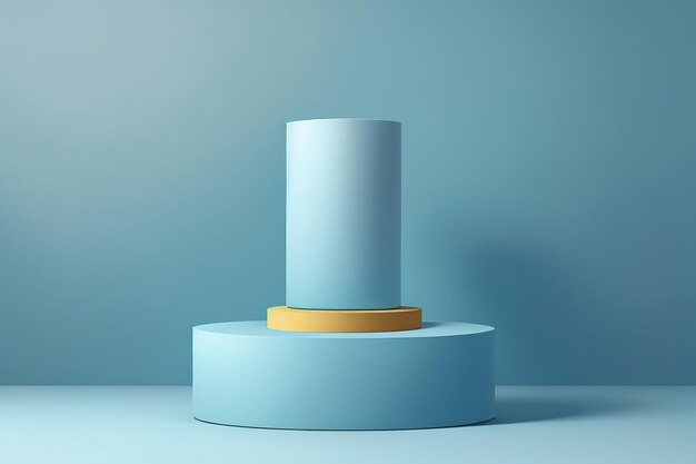 Photo abstract minimal scene with geometric forms cylinder blue podium product presentation mock up