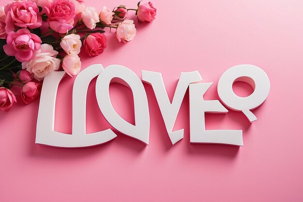 Abstract Minimale liefdestekst op roze achtergrond Gelukkige Valentijnsdag Wereld rozendag op roze doek