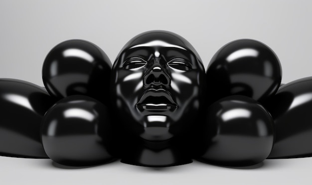 Фото Абстрактный минимализм излучающие резиновые воздушные шары в блестящем черном