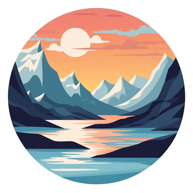 Abstract Minimalist Alaska Illustration in Cold Tones