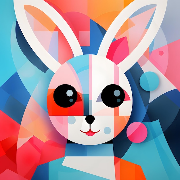 Abstract Minimalist animal cubism Character Design illustration