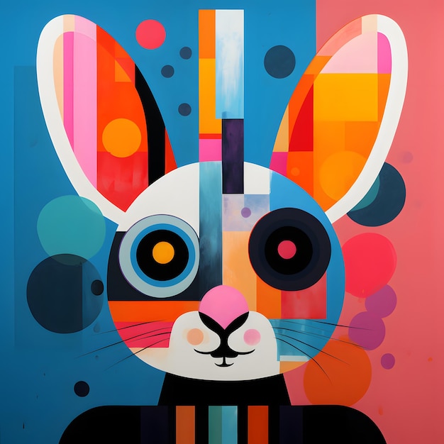 Abstract minimalist animal cubism character design illustration