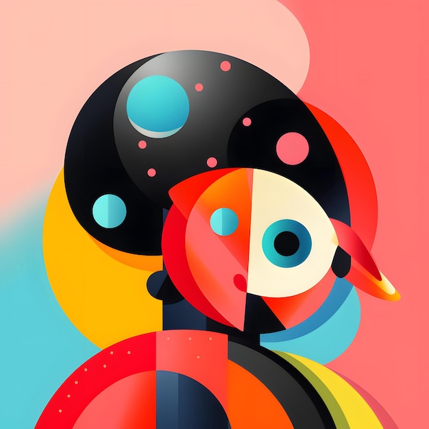 Abstract Minimalist animal cubism Character Design illustration