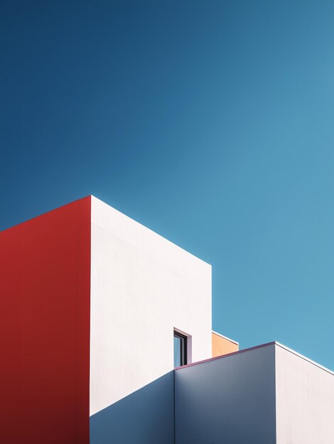 Abstract Minimalist Architecture Background Modern Futuristic Candy and Vivid Colour Bright Blue Sky