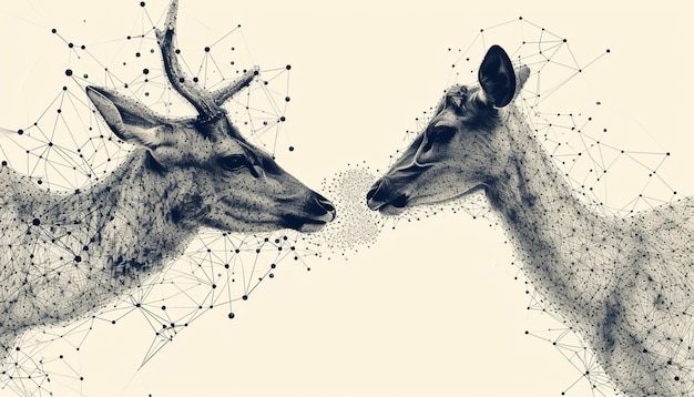 an abstract minimalist artwork showing the interconnectedness of wildlife