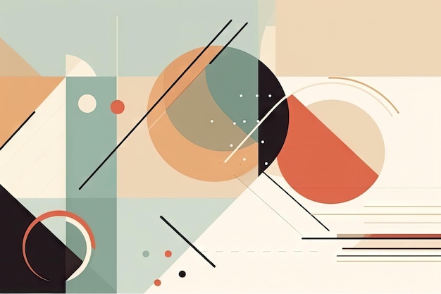 Abstract minimalist composition with geometric shapes and lines created with generative ai