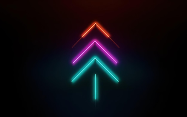 Photo abstract minimalist geometric background colorful neon ascending arrow linear sign ai generative