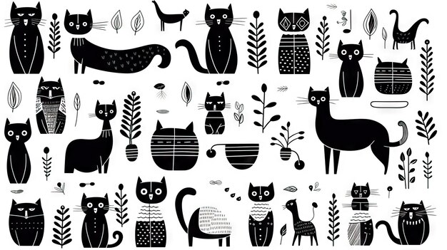 Abstract minimalistic aesthetic backgrounds with cats